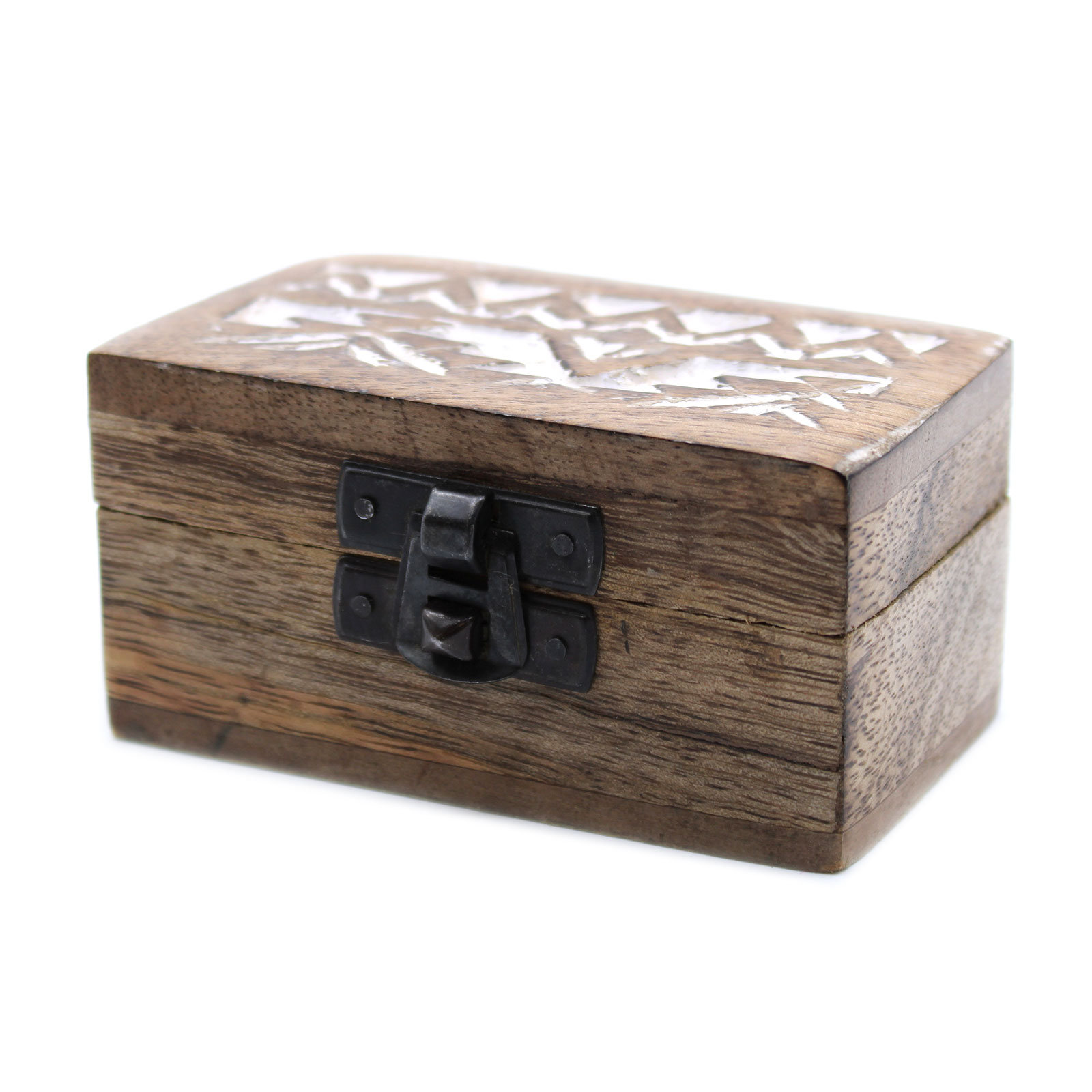 White Washed Wooden Box - Pill Box Slavic Design - 1 Piece (WWIB-01)