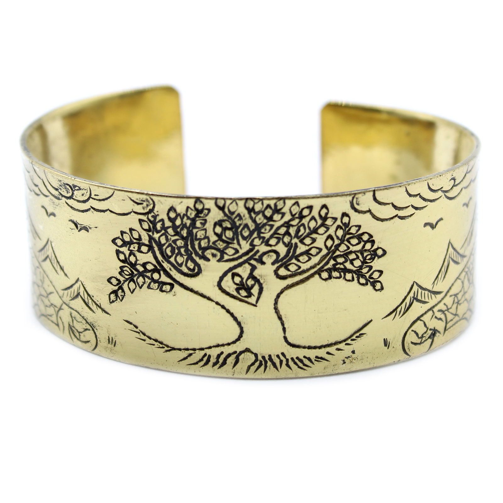 Brass Tibetan Mantra Bracelet - Tree of Life - 1 Piece (TMB-01)