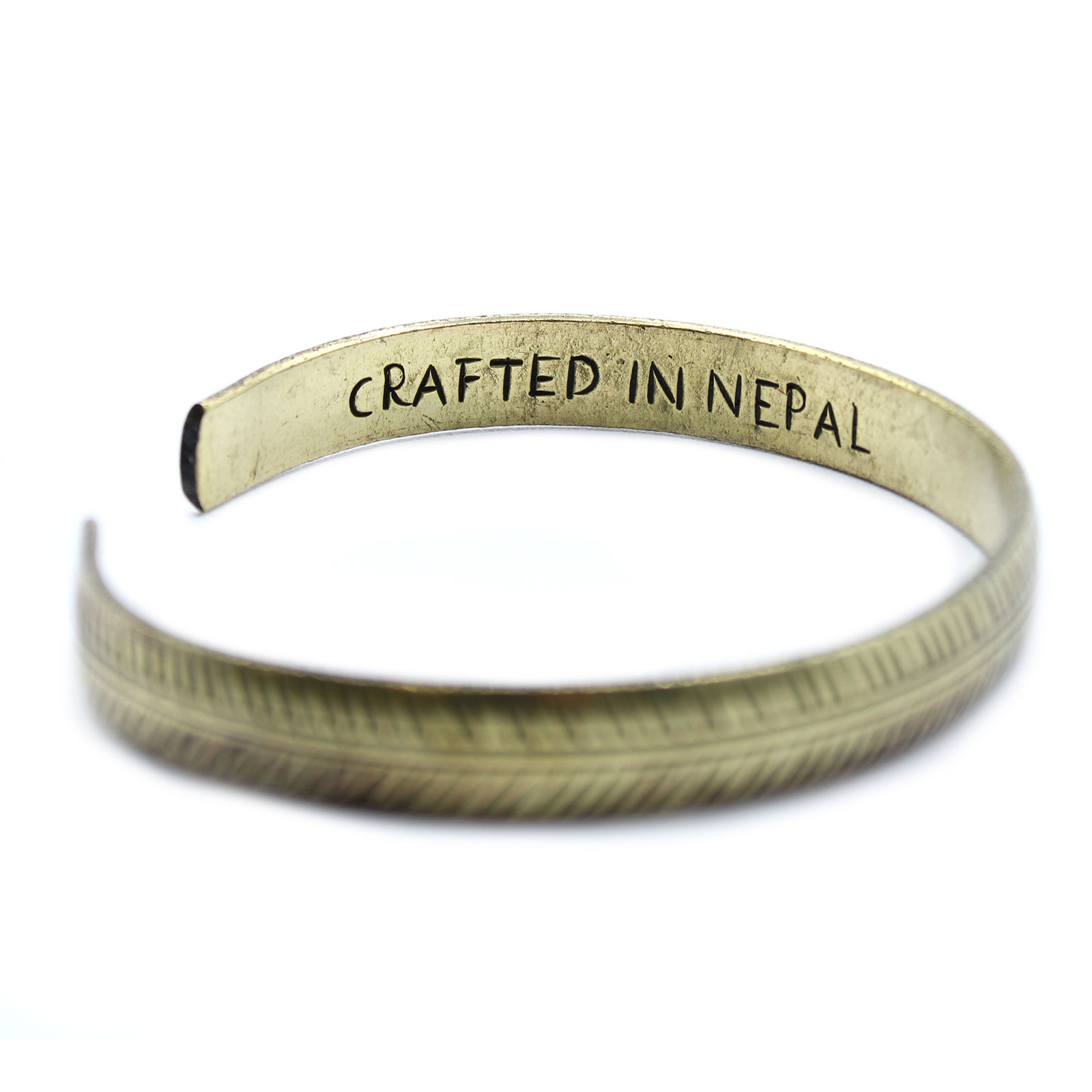 Brass Tibetan Bracelet - Slim Tribal Leaf - 1 Piece (TMB-06)