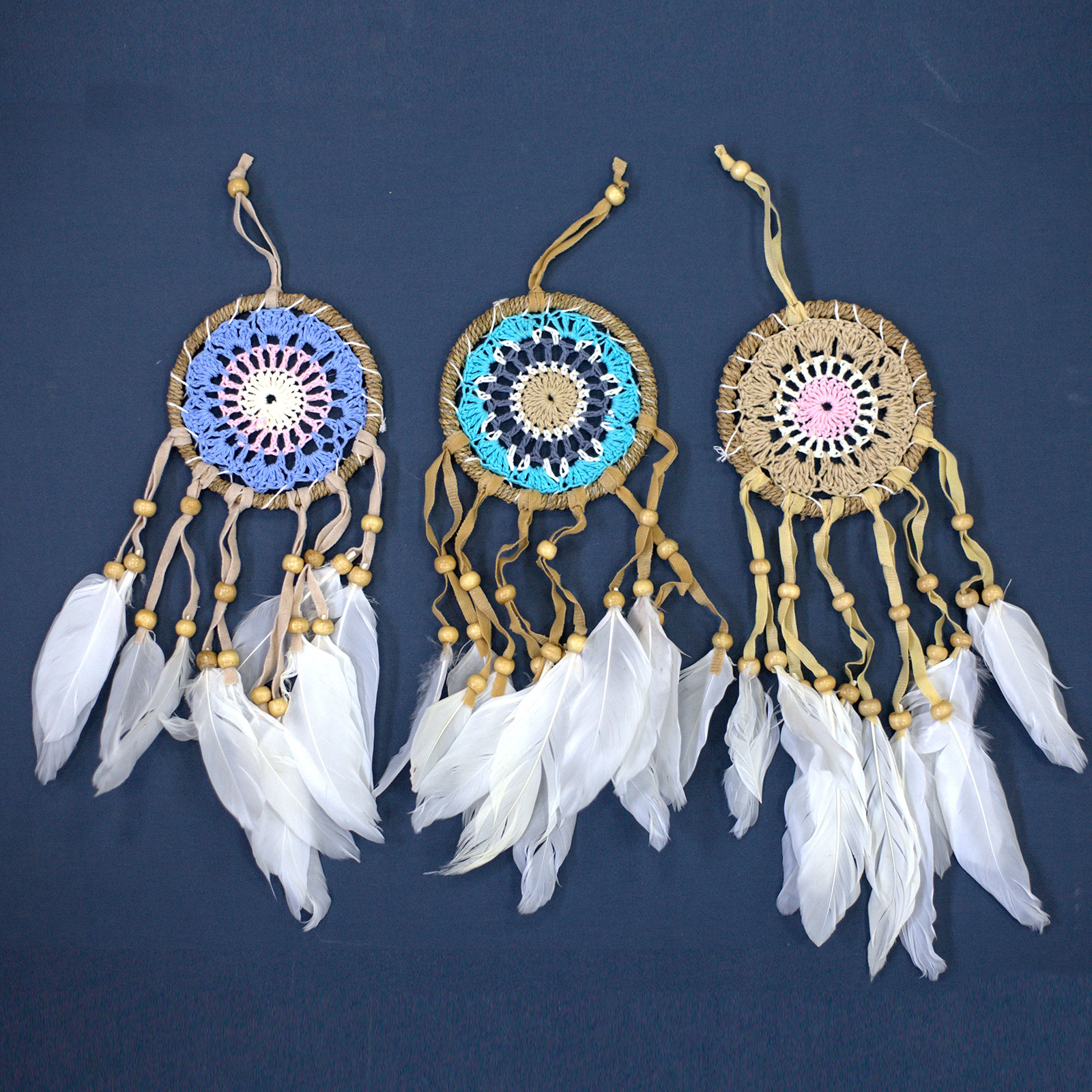 Pastel Pink Macramé Dream Catcher 9cm (asst colours) - 6 Piece (MDC-01)