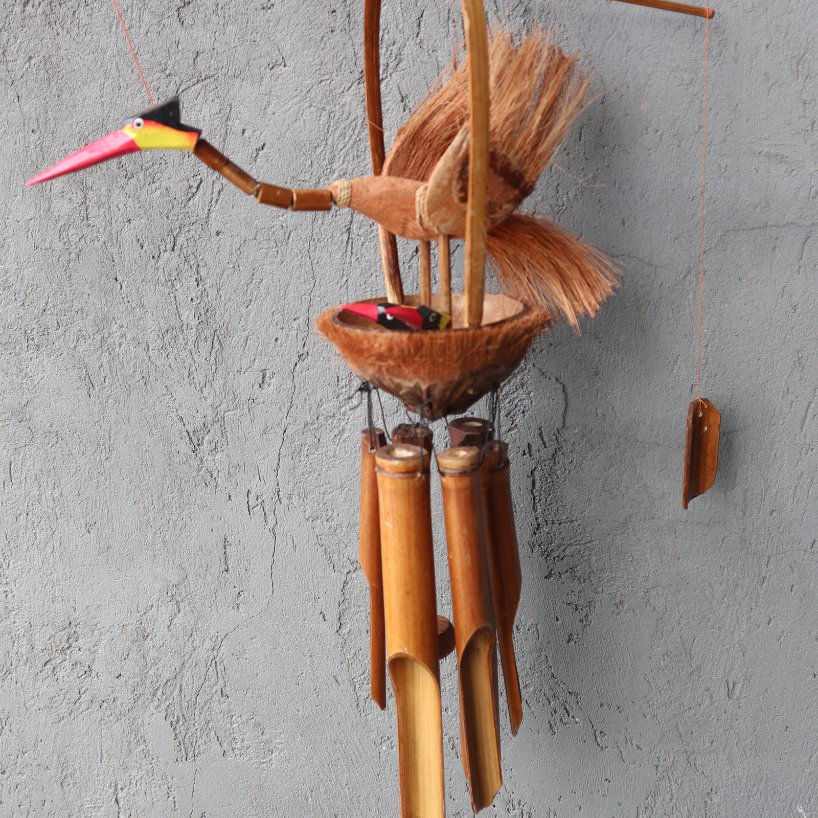 Bamboo Windchime - Natural finish - Mother & Chicks - 1 Piece (BBamC-14)