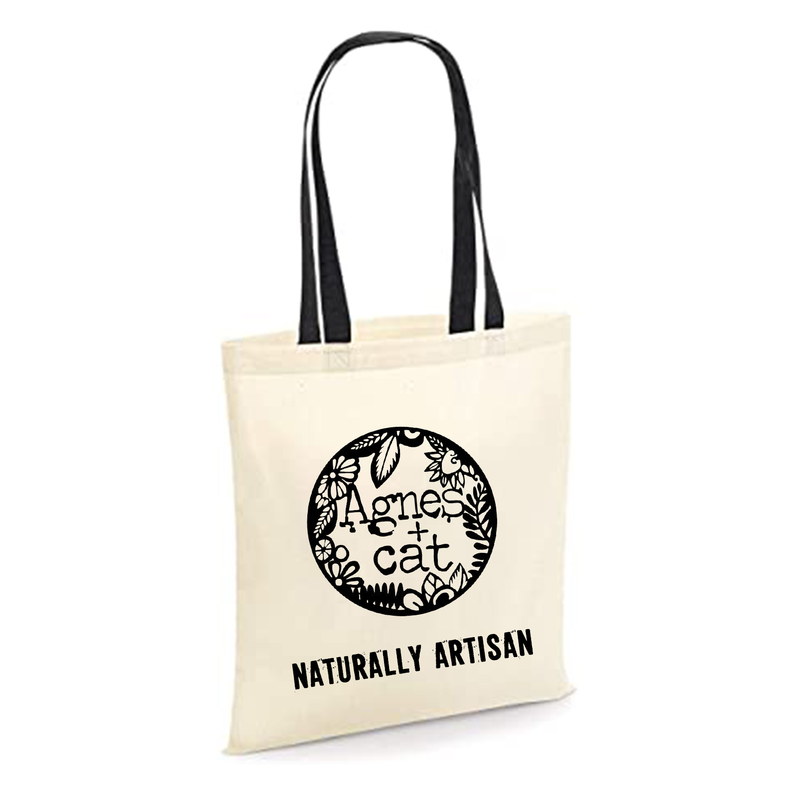Agnes and Cat Cotton Bag 6oz - 35x30 cm - Naturally Artisan - 1 Piece (ACCBag-02)