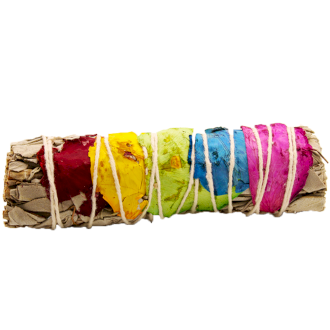 Smudge Stick - 7 Chakras Rose Petals Sage 10 cm (Chakra) - 1 Piece (MSage-30)