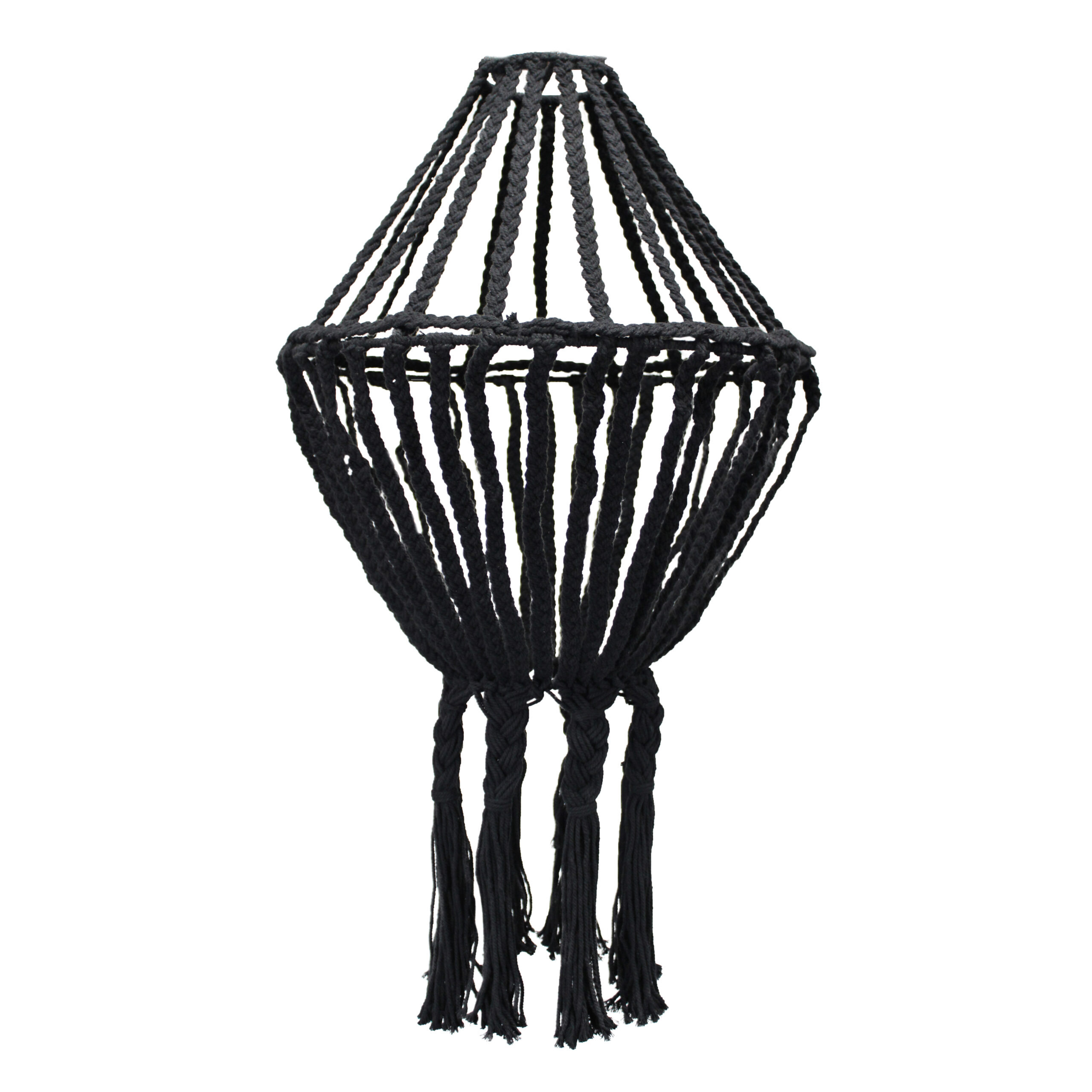 Macrame Large Drop Chandelier - Black - 1 Piece (MChand-04)