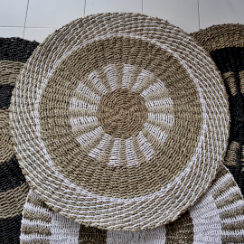 Round Seagrass White & Tan - Inner Sun - 1m - 1 Piece (SGR-02)
