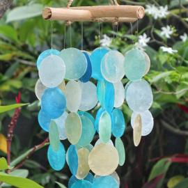 Blue & Pearl Driftwood Cross Chime - 1 Piece (Copi-05)