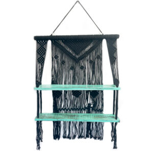 Black Macrame Hanging Shelves - Turquoise - 1 Piece (MHS-03)