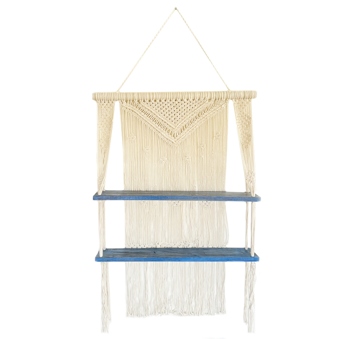 Natural Macrame Hanging Shelves - Blue - 1 Piece (MHS-01)