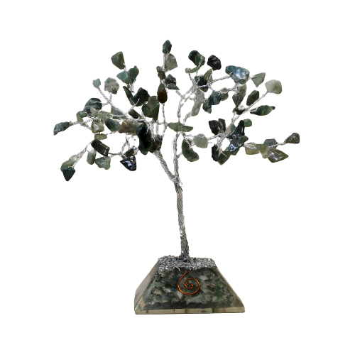Gemstone Tree with Organite Base - 80 Stone - Moss Agate - 1 Piece (OGemT-04)