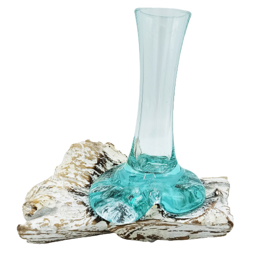 Molten Glass on Whitewash Wood - Vase - Small - 1 Piece (MGW-16)