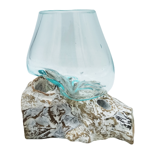 Molten Glass on Whitewash Wood - Medium Bowl - 1 Piece (MGW-13)