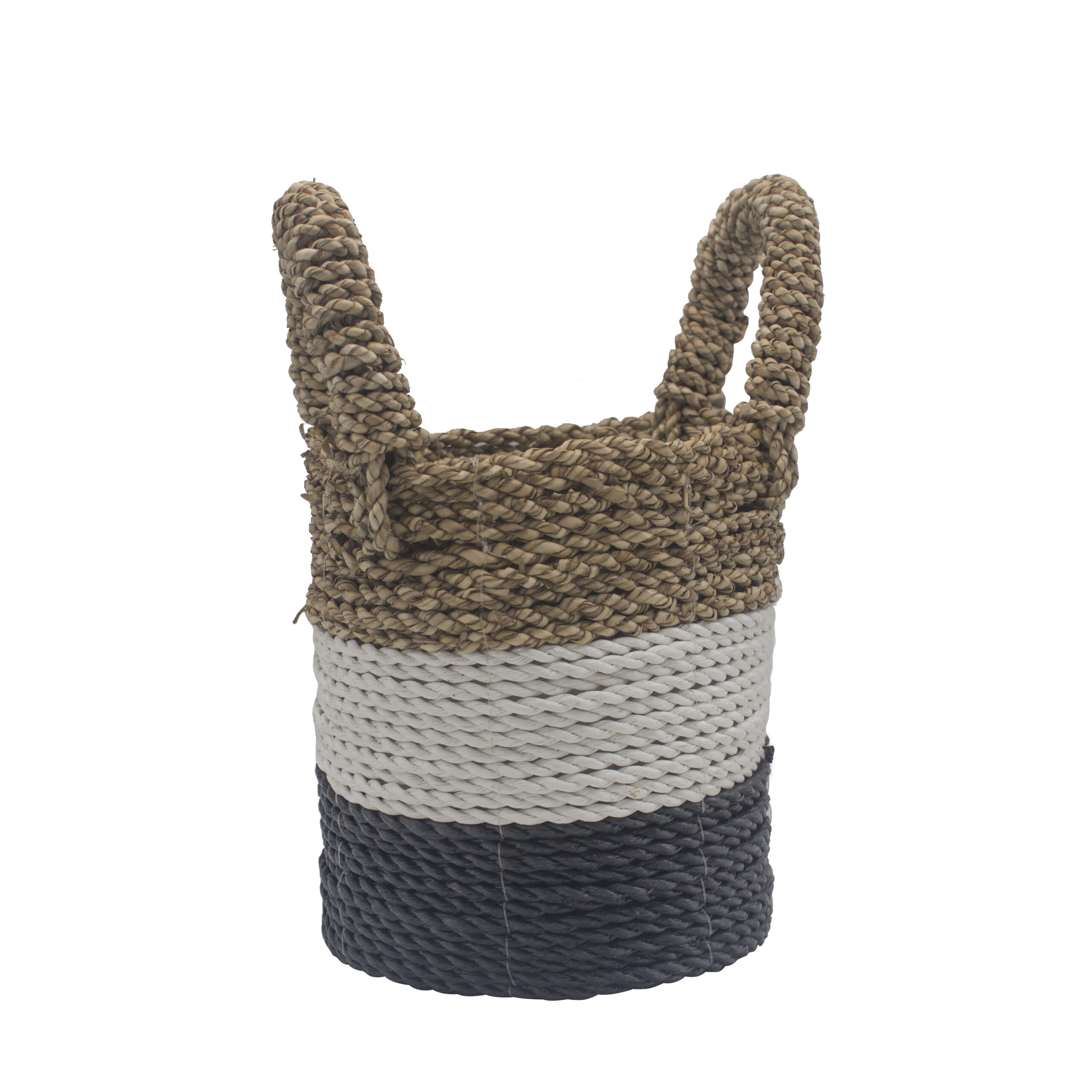 Seagrass Basket Set - Dark Grey / White / Natural - 1 Piece (SBS-02)
