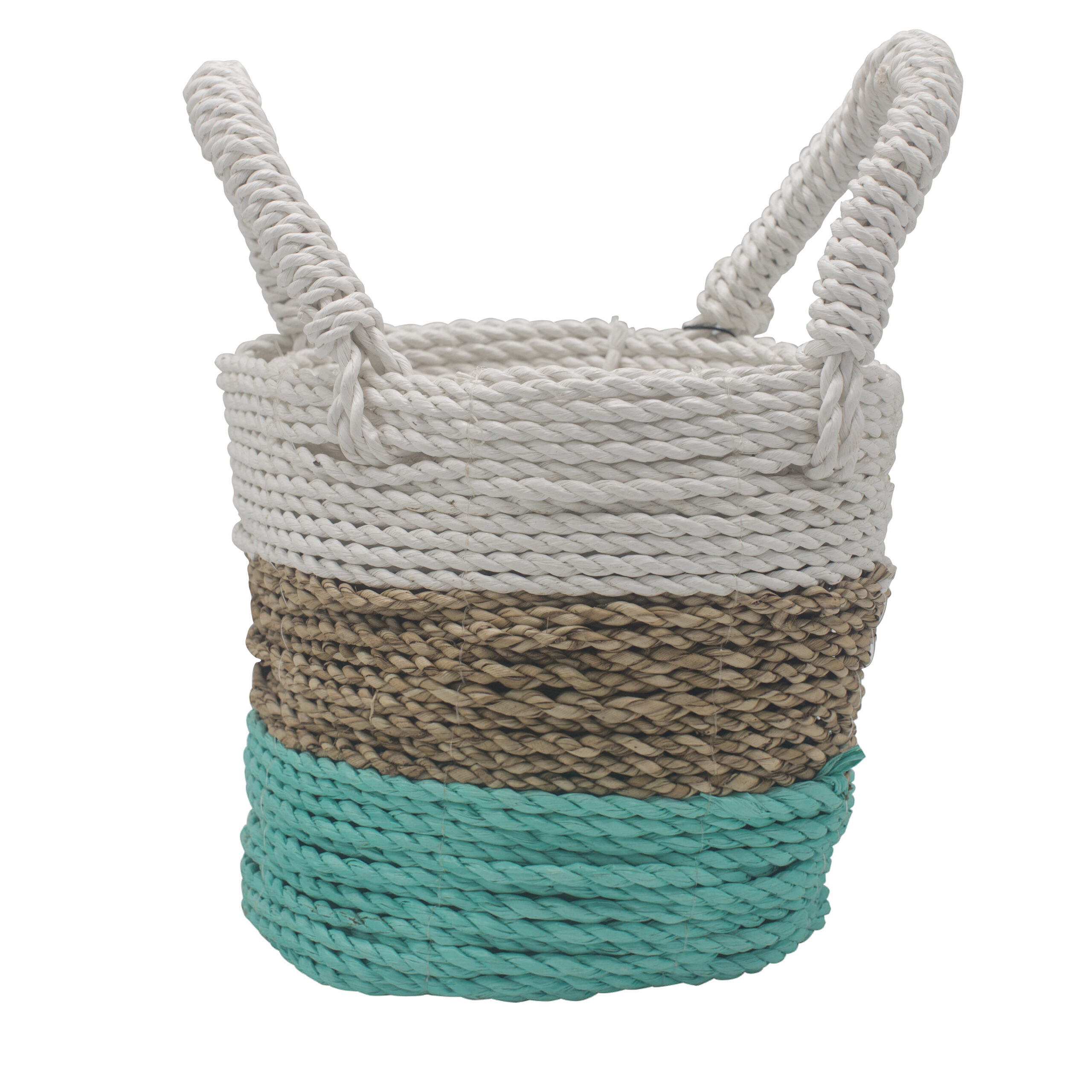 Seagrass Basket Set - Green / Natural / White - 1 Piece (SBS-04)