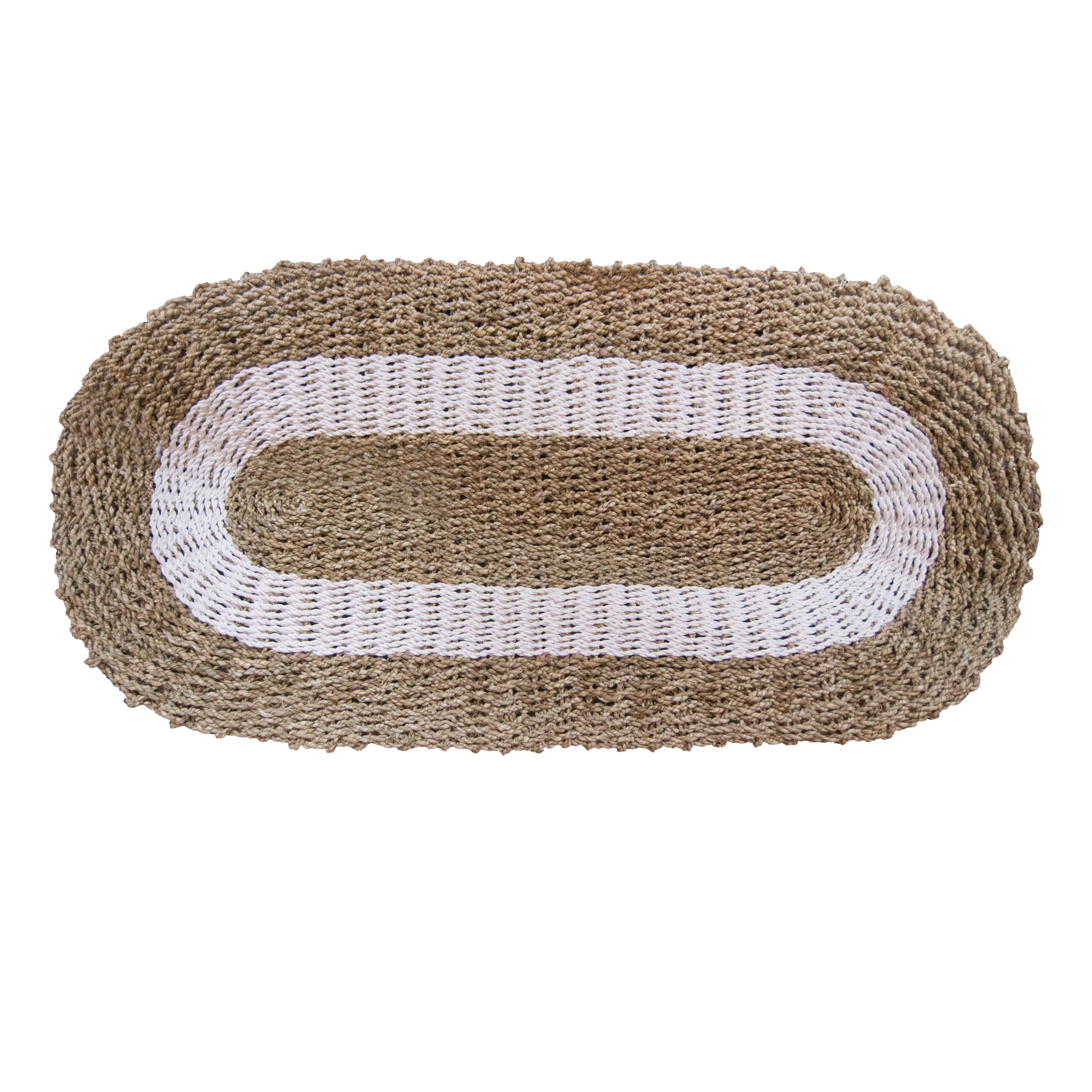 Oval Seagrass White & Tan - Classic - 60x120cm - 1 Piece (SGR-05)