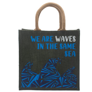 Printed Jute Bag - We are Waves - Grey - 1 Piece (PJB-01A)