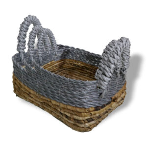 Banana Leaf & Abu-Abu Raffia Square Basket- Set of 3 - 1 Piece (NBA-06)