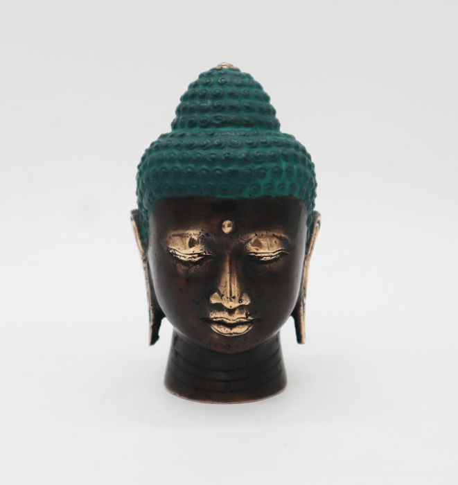Large Antique Brass Buddha Head - 1 Piece (BFF-25)