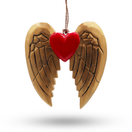 Gold Xmas Angel Wing & Heart - black detail - 2 Piece (WXD-03)