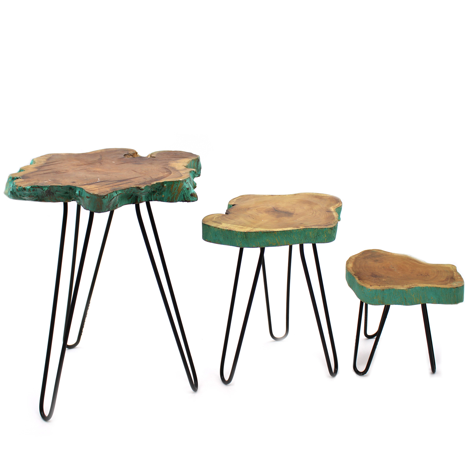 Set of 3 Gamell Wood Plant Stands - Greenwash - 1 Piece (PSS-02)