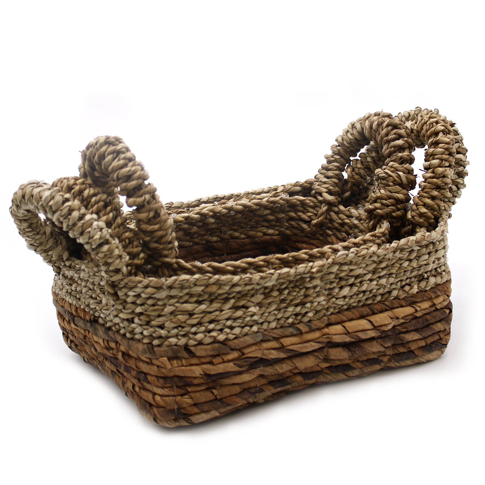Banana Leaf & Seagrass Square Basket- Set of 3 - 1 Piece (NBA-04)