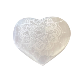 Selenite Heart - 7-8cm - Mandala Engraved - 1 Piece (SelW-17)