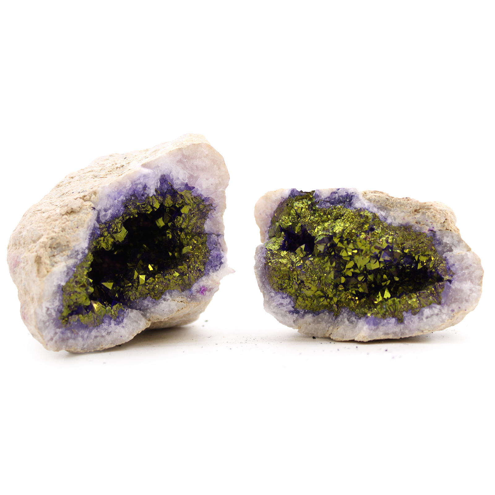 Coloured Calsite Geodes - Natural Rock - Purple & Gold - 1 Piece (CCGeo-06)