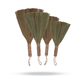 Set 4 - Pampas Fan Broom - Natural mixed sizes - 1 Piece (NPB-05)