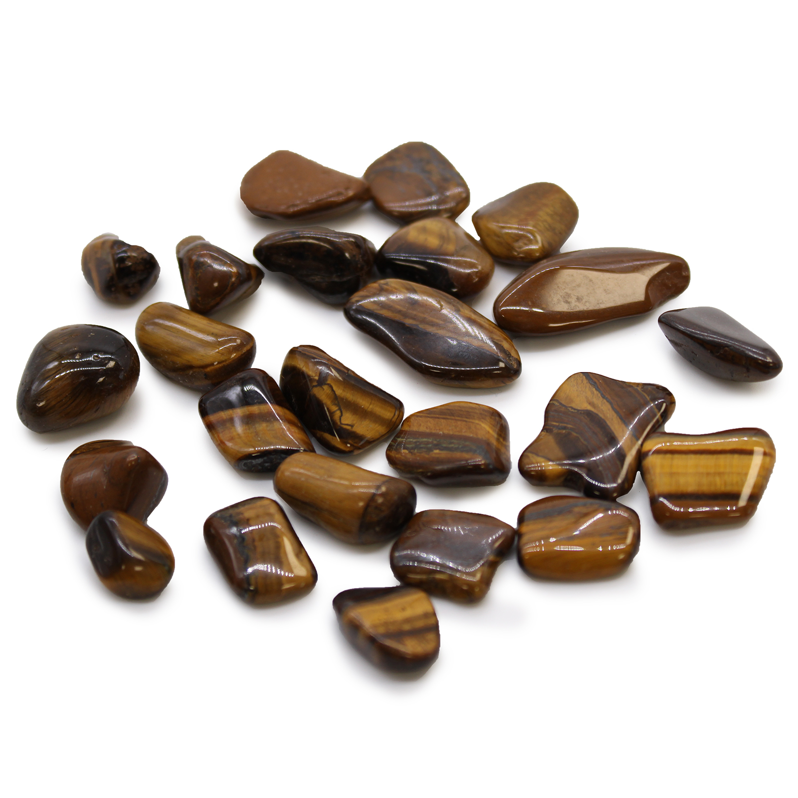 Bag of 24 Small African Tumble Stones - Tigers Eye - Golden - 1 Piece (ATumbleS-10)