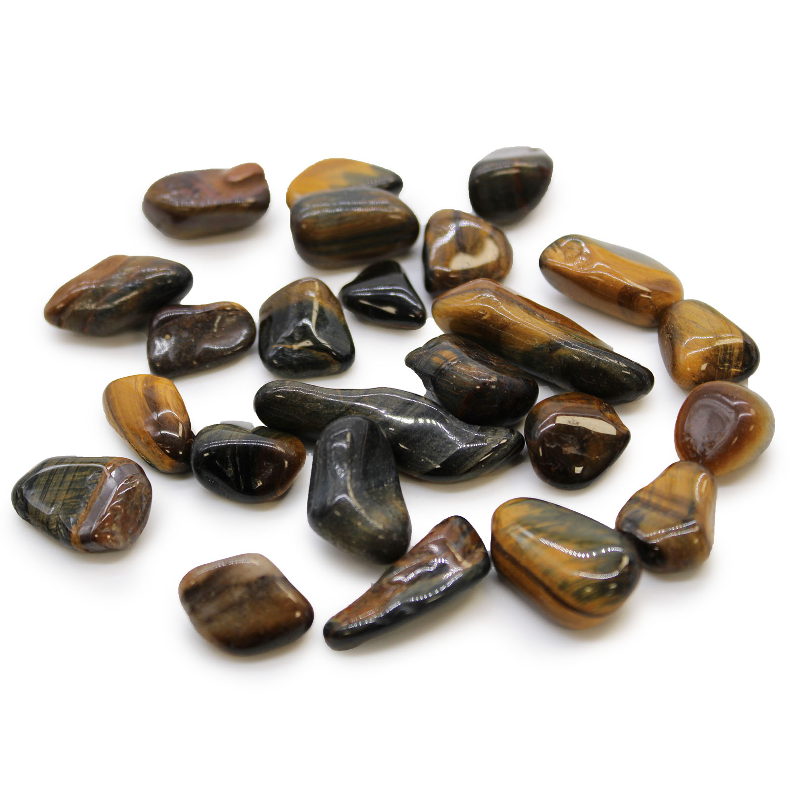 Bag of 24 Small African Tumble Stones - Tigers Eye - Varigated - 1 Piece (ATumbleS-20)