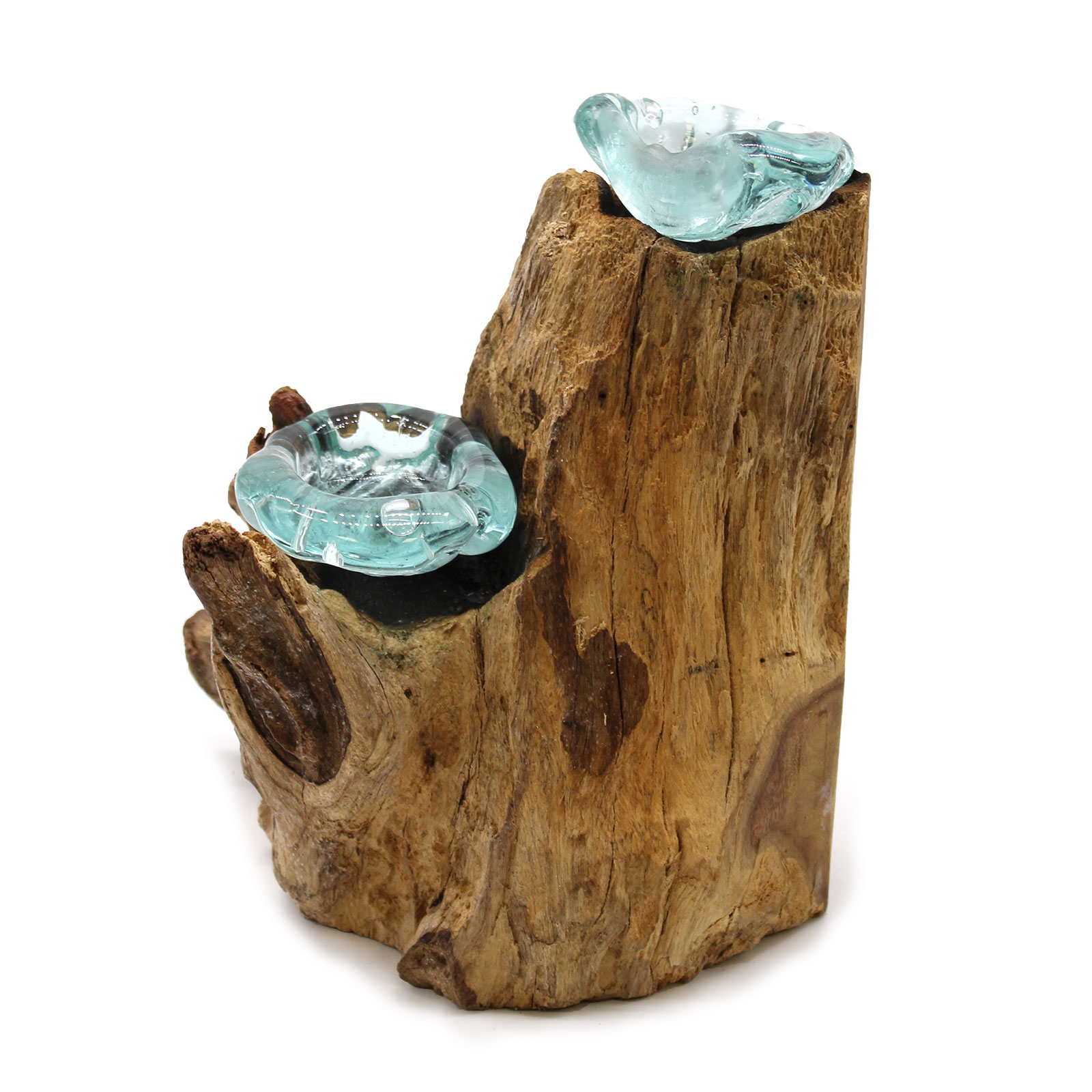 Molton Glass Candle Double Holder on Wood - 1 Piece (MGW-25)