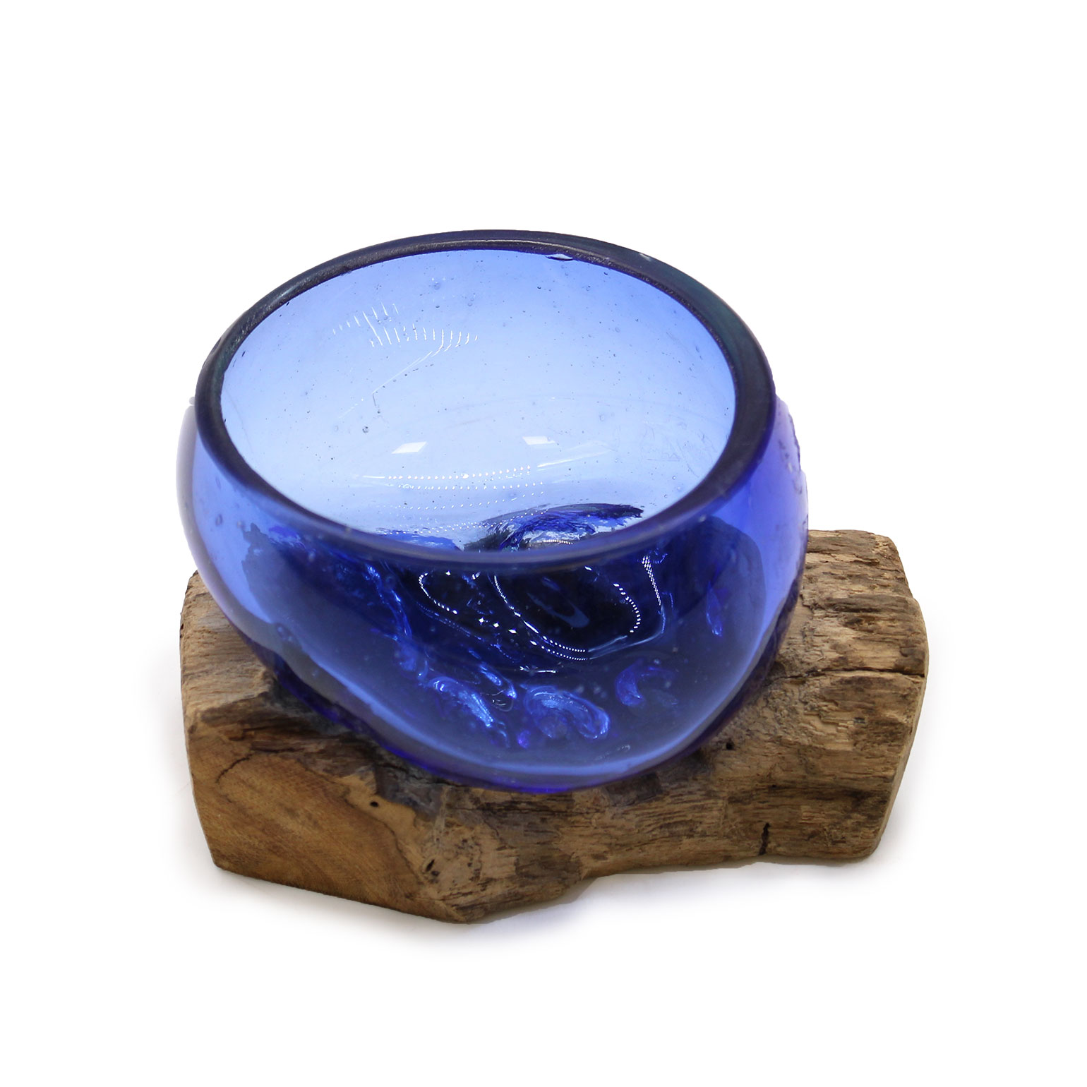 Molton Glass Mini Blue Bowl on Wood - 1 Piece (MGW-34)