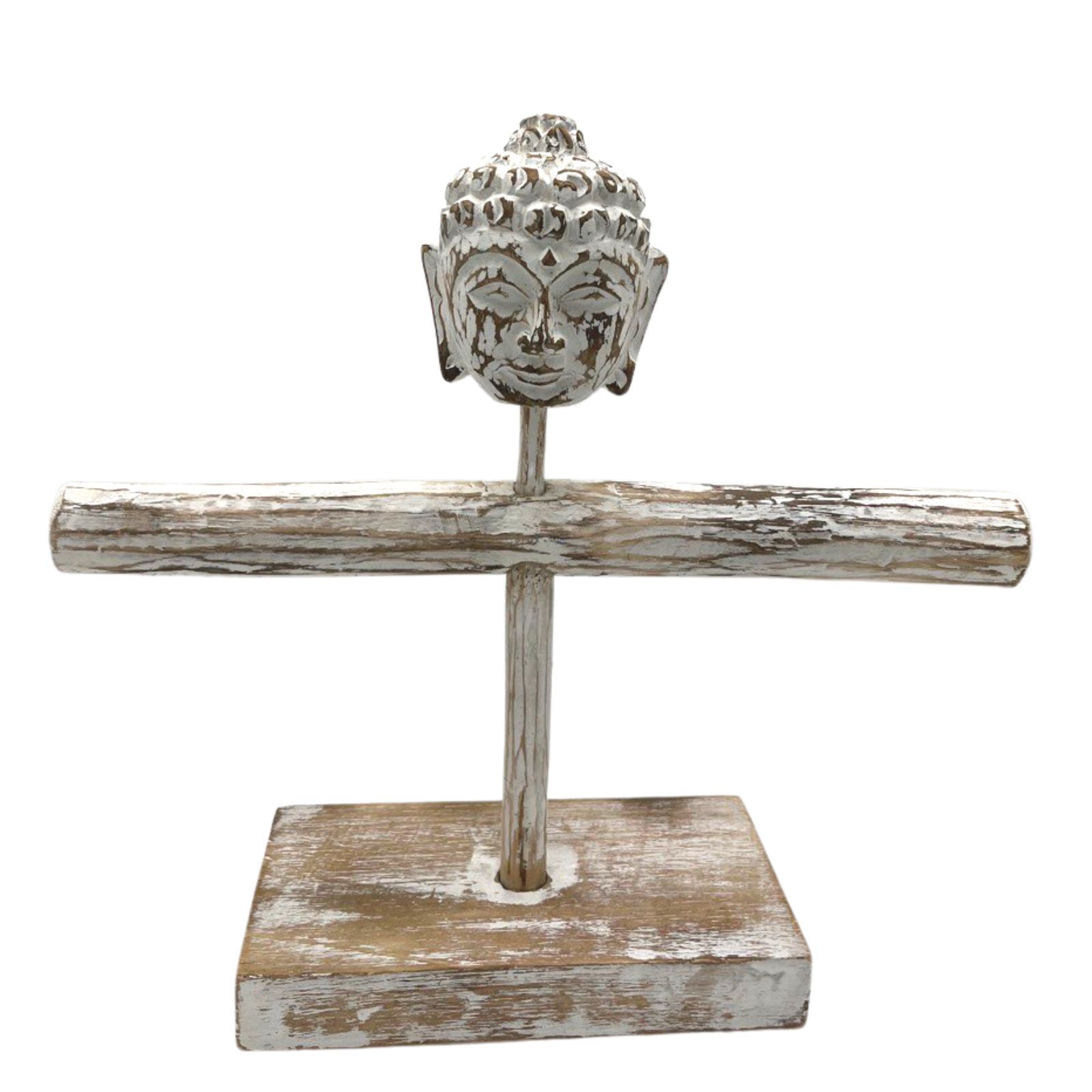 Single Branch & Buddha Stand - Whitewash - 1 Piece (NJS-02)