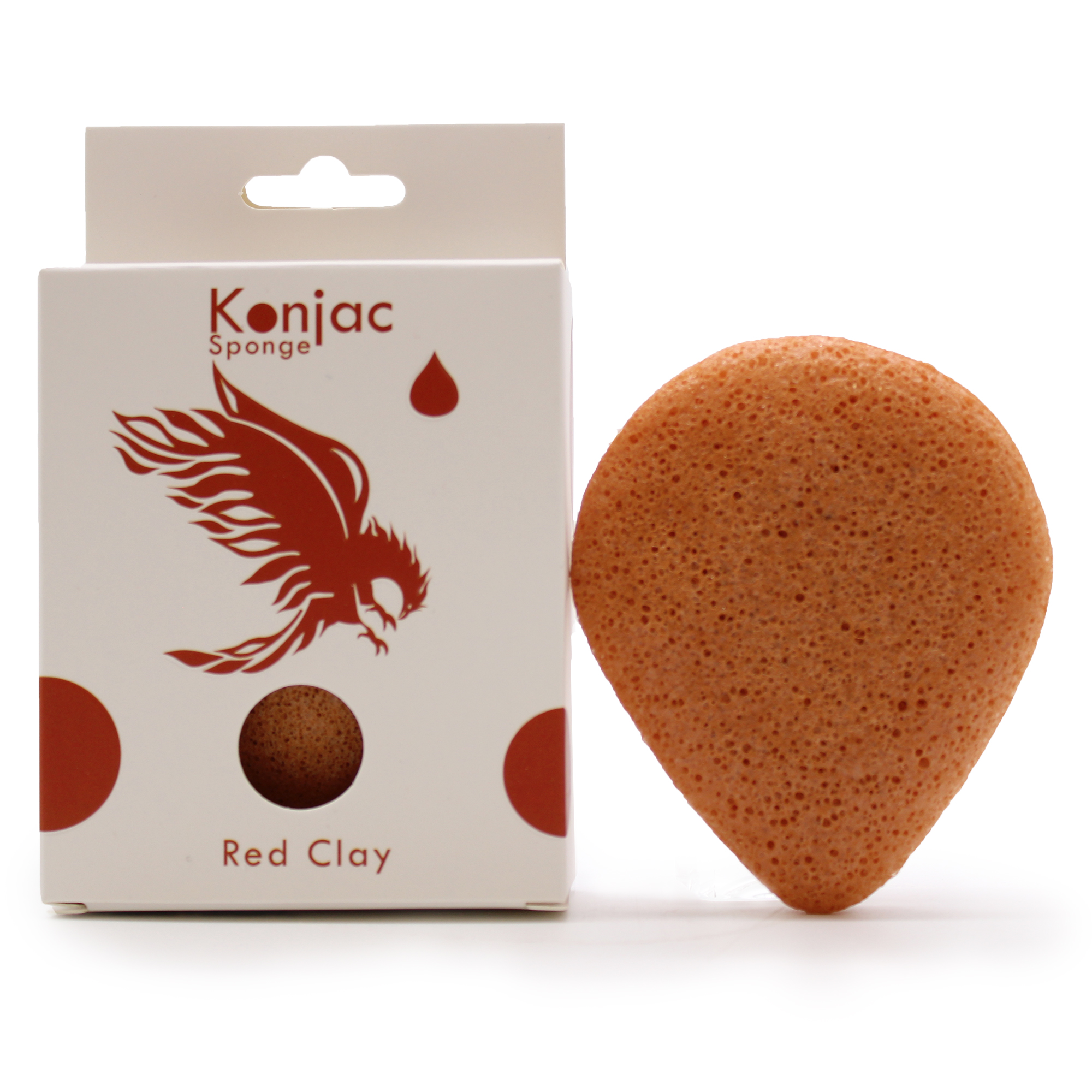Teardrop Konjac Sponge - Red Clay - Rejuvenating - 1 Piece (TKong-08)