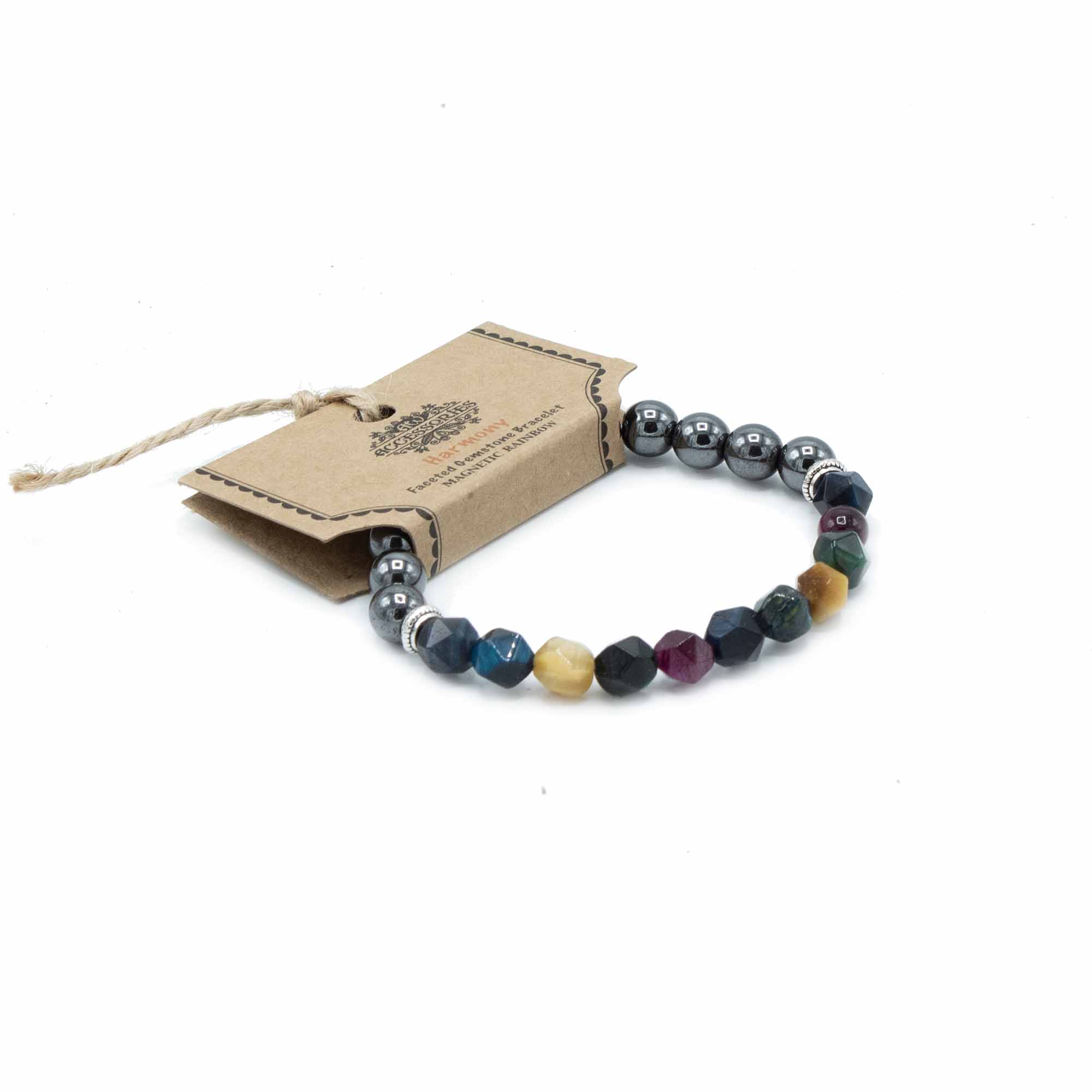 Faceted Gemstone Bracelet - Magnetic Rainbow - 1 Piece (FGemB-01)