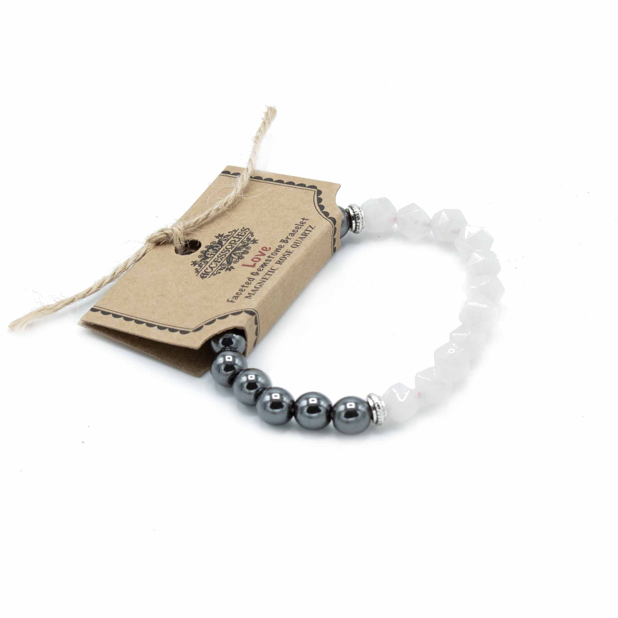 Faceted Gemstone Bracelet - Magnetc Rose Quatz - 1 Piece (FGemB-02)