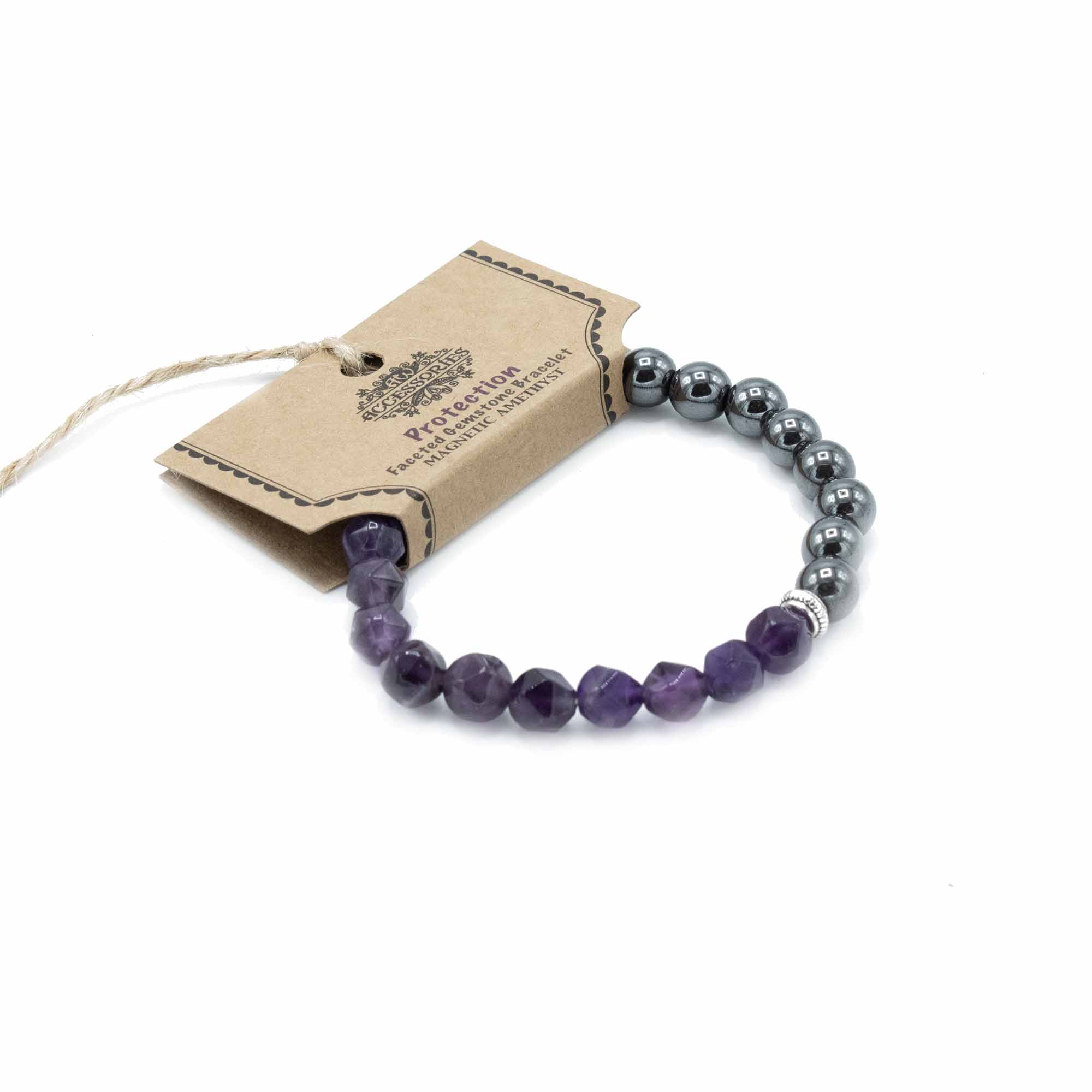 Faceted Gemstone Bracelet - Magnetic Amethyst - 1 Piece (FGemB-03)