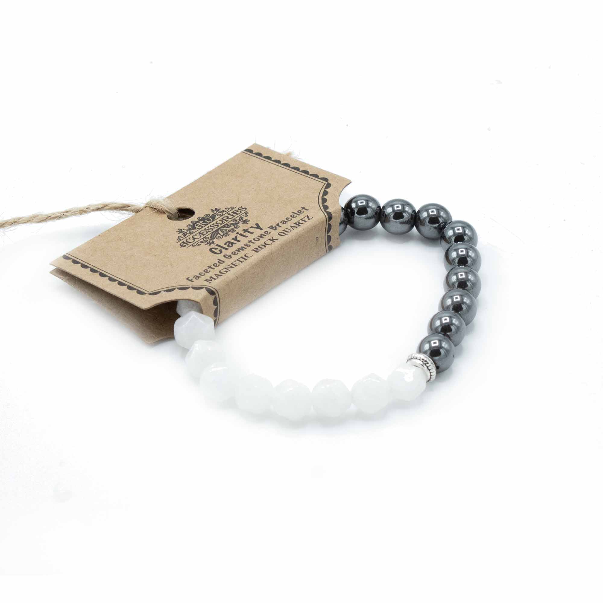 Faceted Gemstone Bracelet - Magnetic Rock Quartz - 1 Piece (FGemB-06)