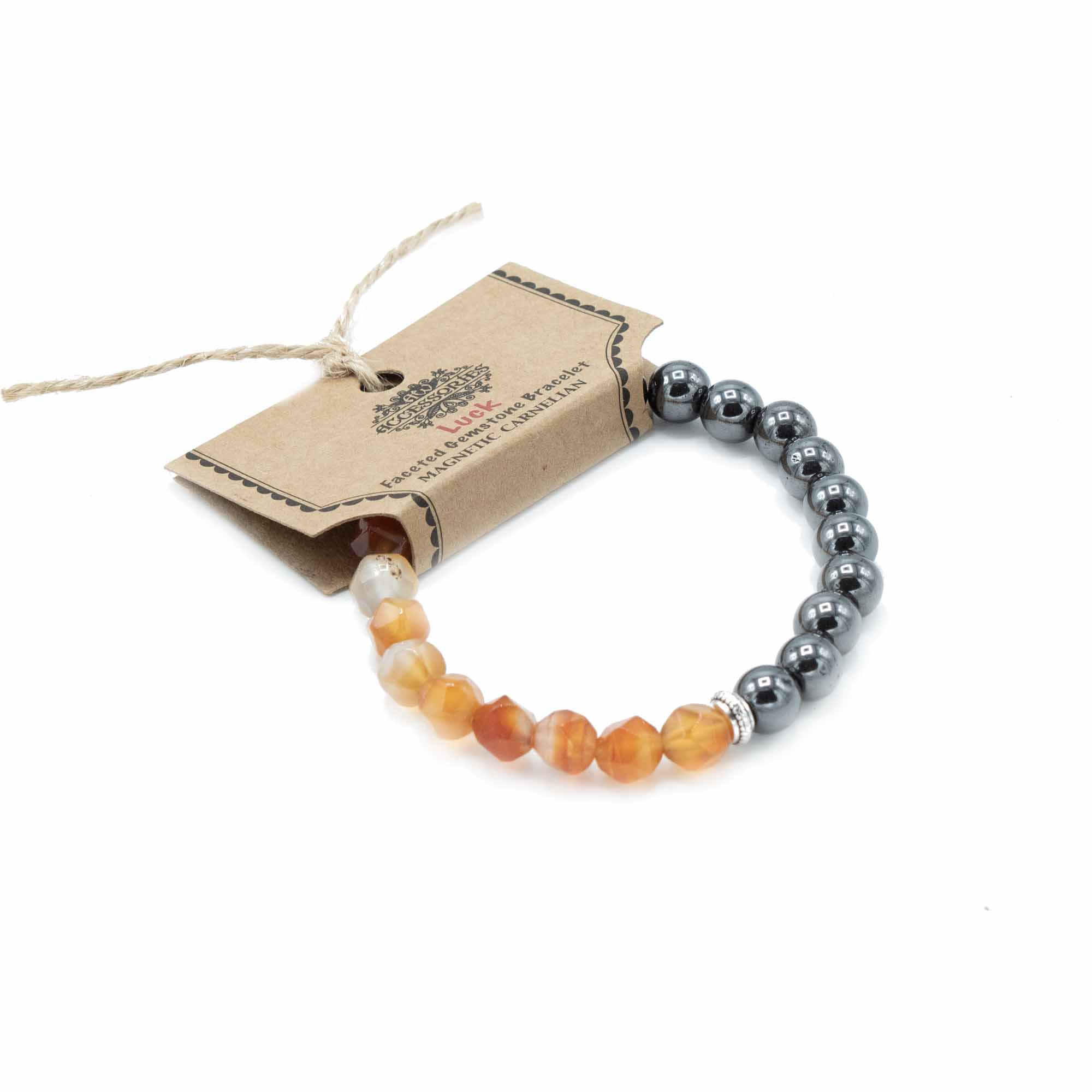 Faceted Gemstone Bracelet - Magnetic Carnelian - 1 Piece (FGemB-07)