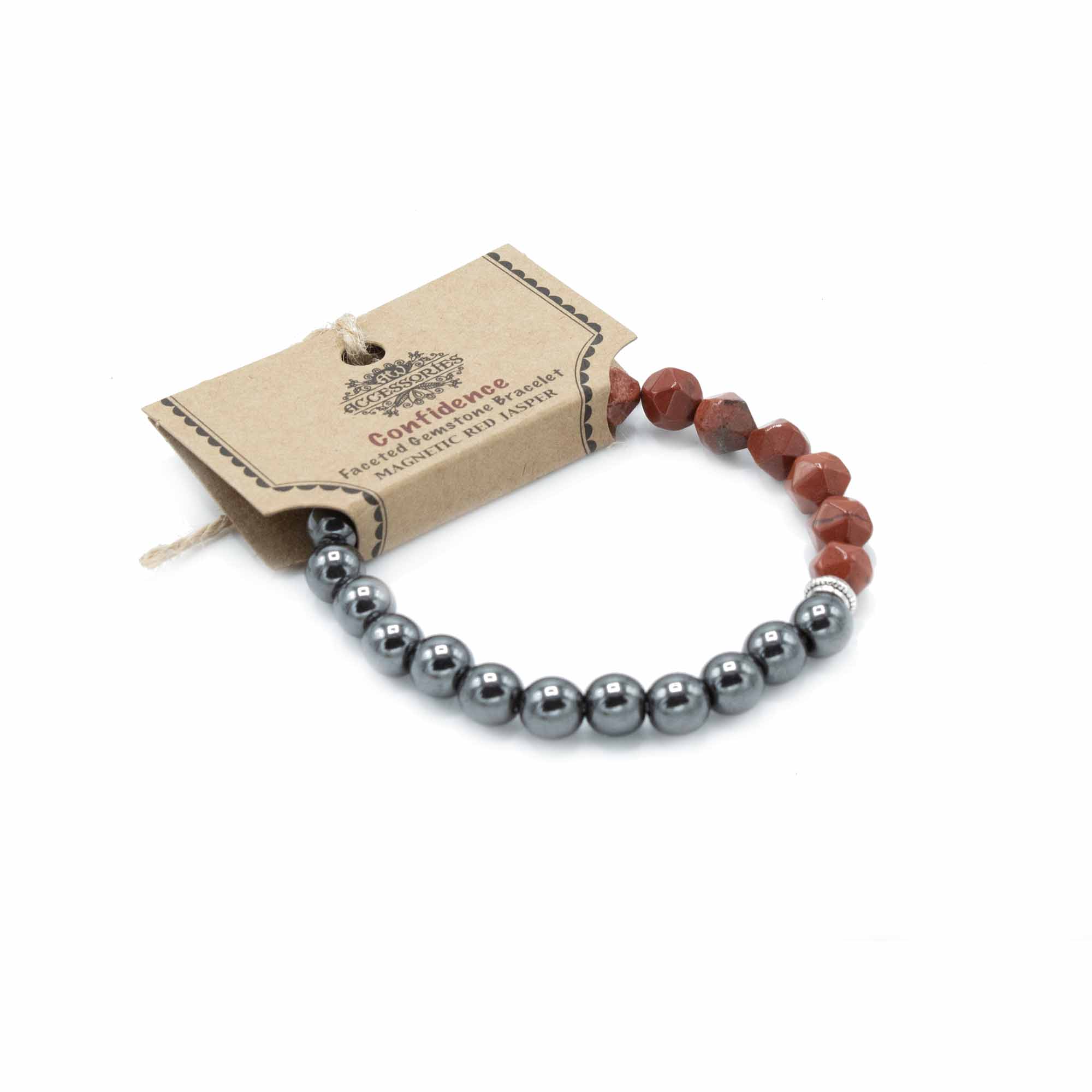 Faceted Gemstone Bracelet - Magnetic Red Jasper - 1 Piece (FGemB-10)