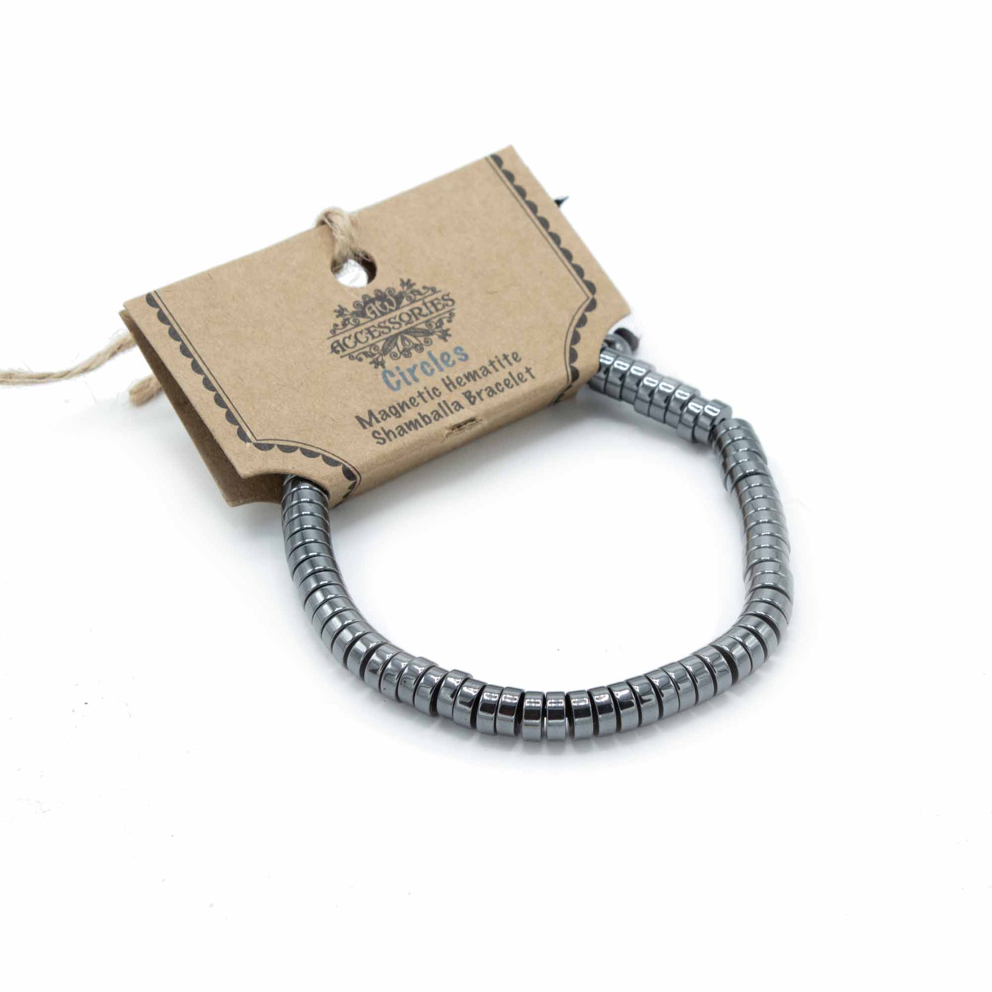 Magnetic Hematite Shamballa Bracelet -  Circles - 1 Piece (MHSB-07)
