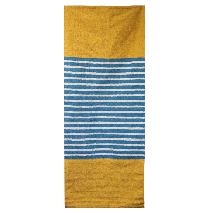 Indian Cotton Rug - 70x170cm - Yellow/ Blue - 1 Piece (ICR-05)