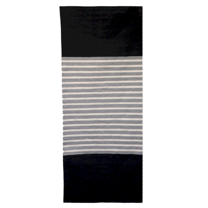 Indian Cotton Rug - 70x170cm - Black / Grey - 1 Piece (ICR-03)