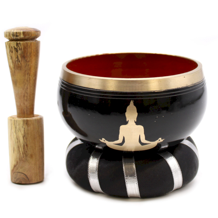 Buddha Singing Bowl Set- Black/Orange 10.7cm - 1 Piece (TIB-92)