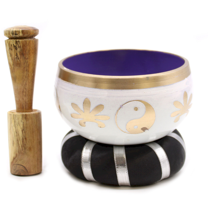 Yin & Yang Singing Bowl Set- White/Purple 10.7cm - 1 Piece (TIB-91)