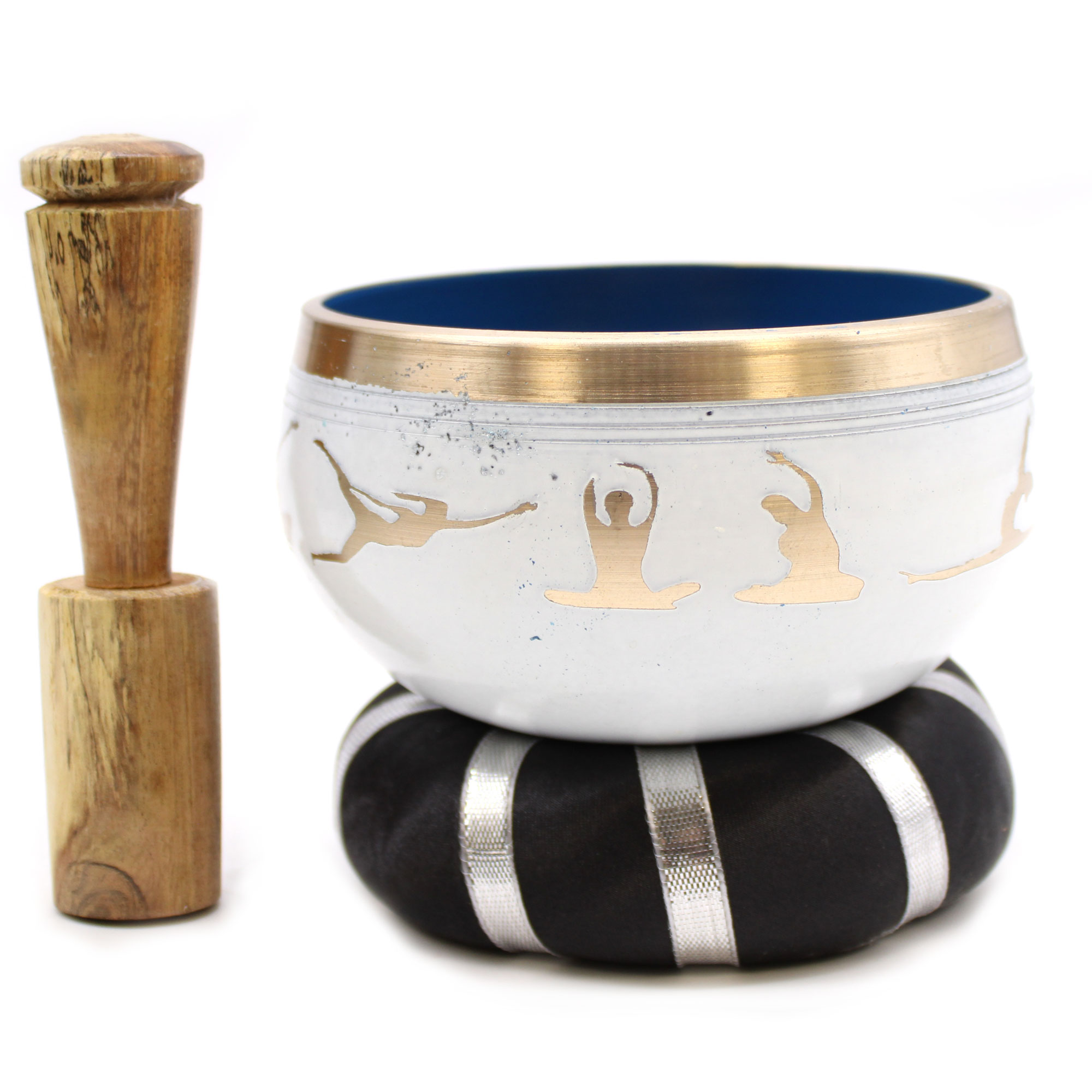 Yoga Moves Singing Bowl Set- White/Blue 10.7cm - 1 Piece (TIB-88)