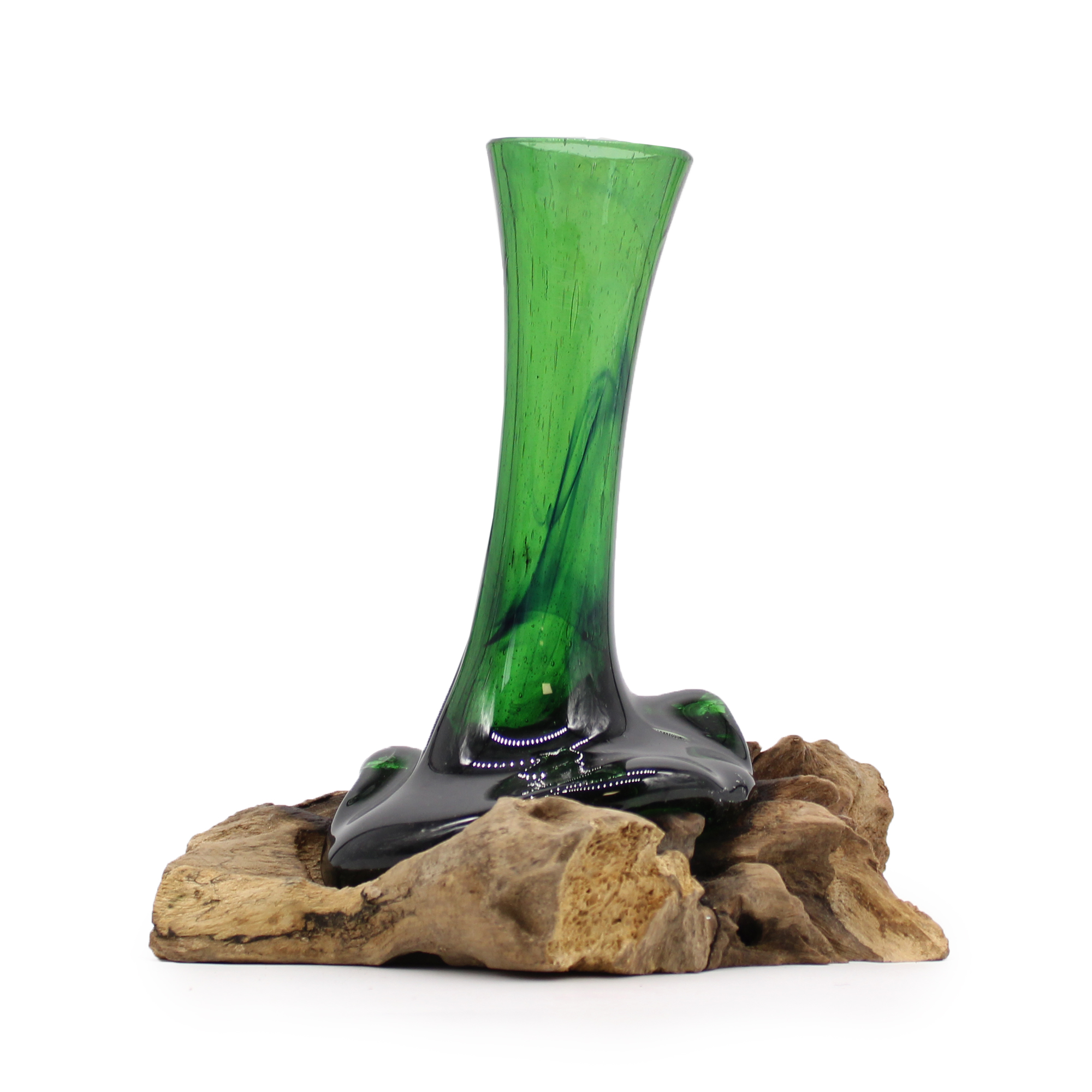 Recycled Beer Bottles - Flower Vase on Wood - 1 Piece (RBB-06)