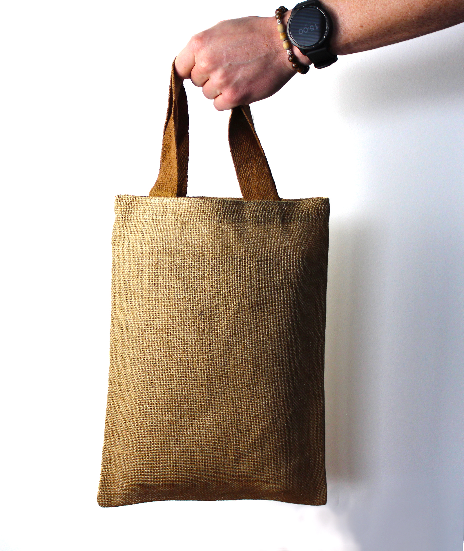Jute Tote Bag - Brown Colour Handle - 1 Piece (JSB-01a)