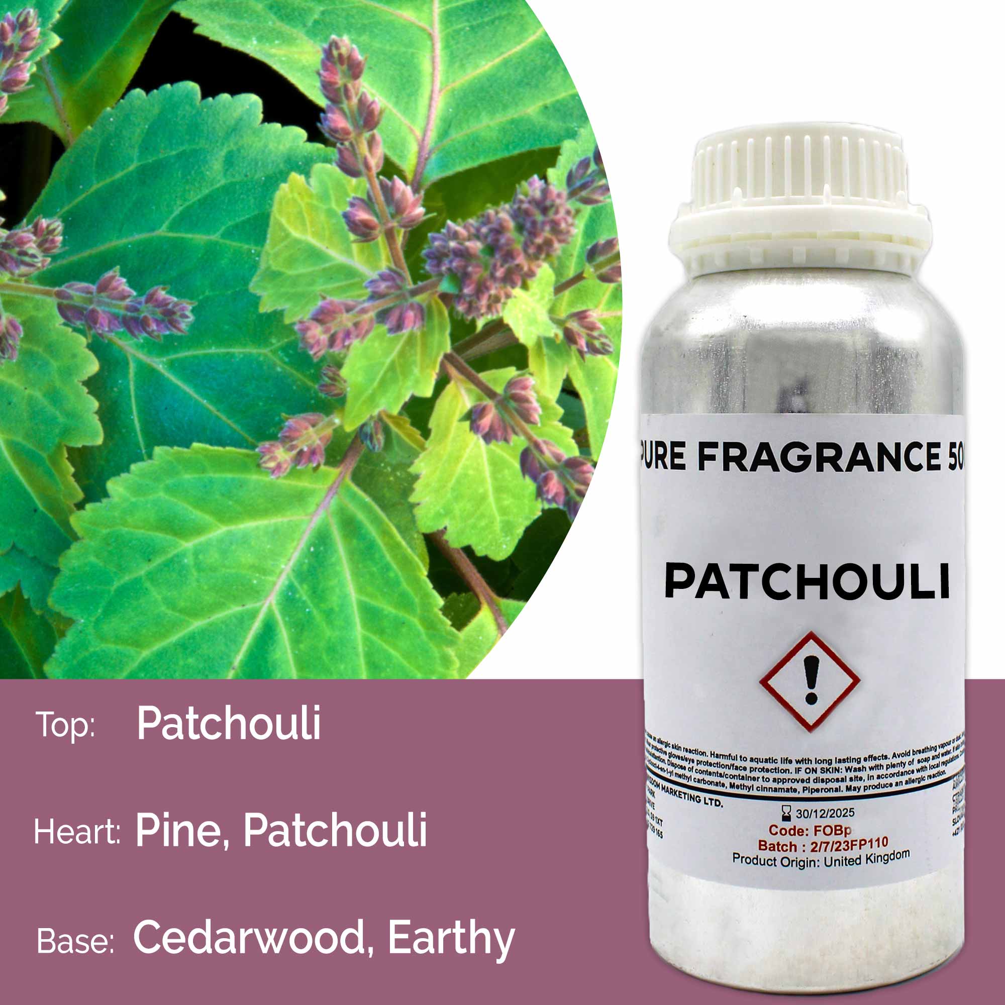 500ml (Pure) FO - Patchouli - 1 Piece (FOBp-93)