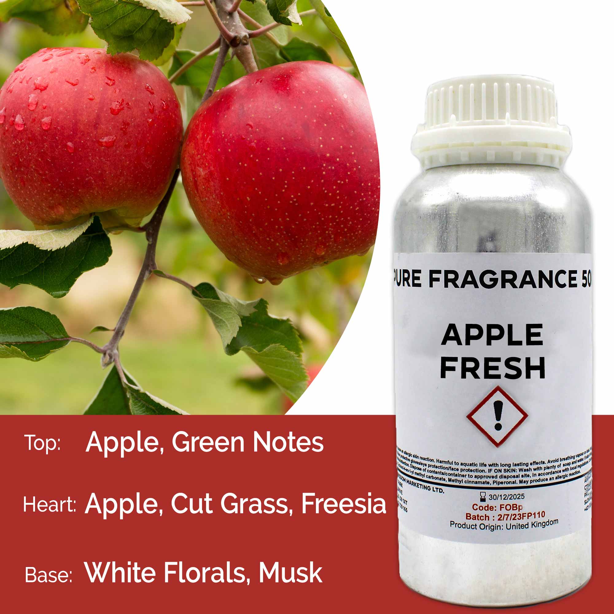 Apple-Fresh Pure Fragrance Oil - 500ml - 1 Piece (FOBp-04)