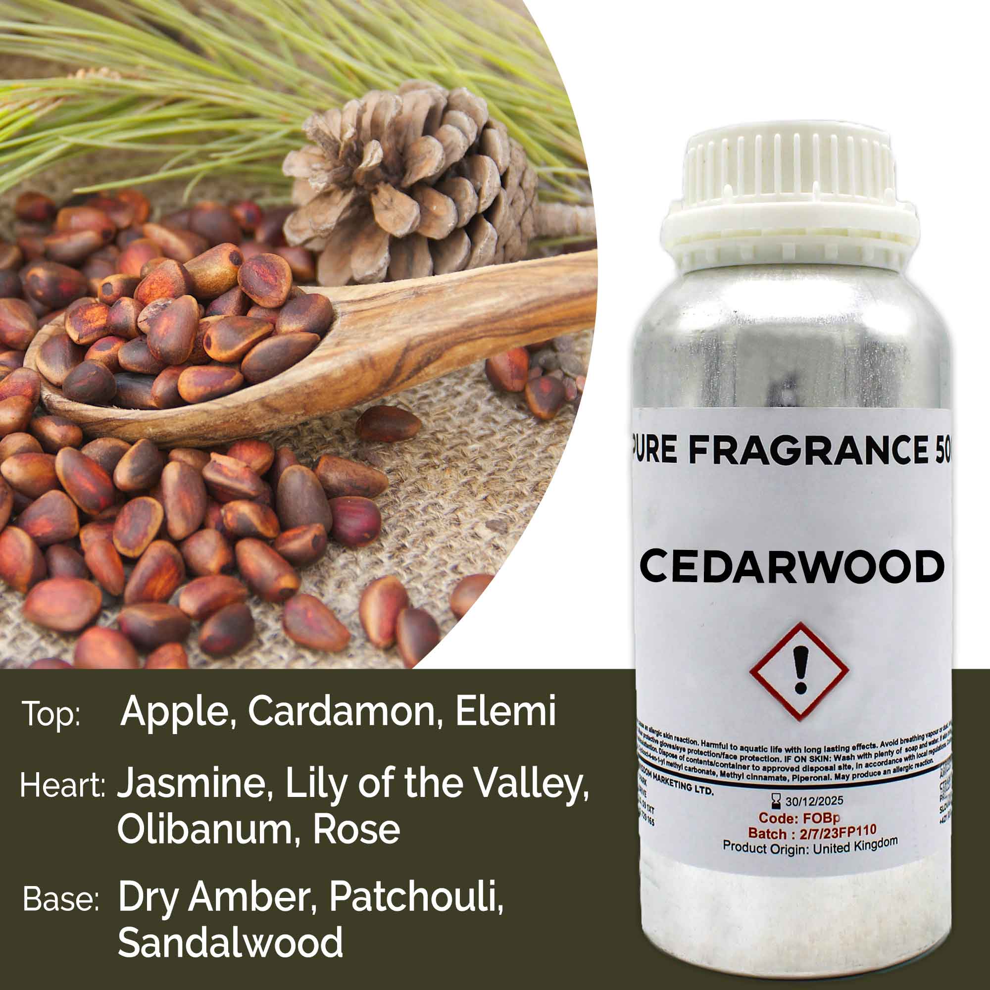 Cedarwood Pure Fragrance Oil - 500ml - 1 Piece (FOBp-15)